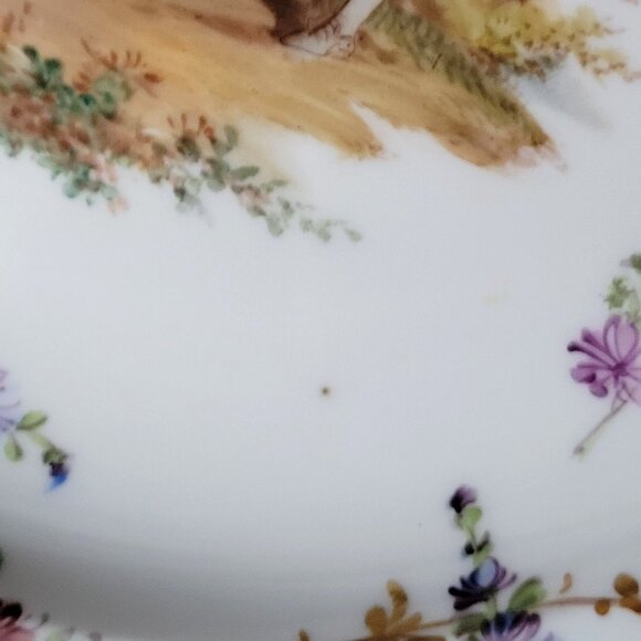 Antique Meissen Plate Courting Couple Romantic Scene Floral Design 8.75" - Picture 9 of 9